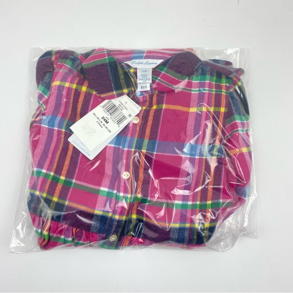 Ralph Lauren Plaid Cotton Twill Shirtdress & Bloomer Pink Size 24 Months NWT - Picture 6 of 6
